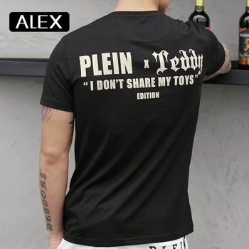 Alex Plein tričko mužov kresleného medvedíka kamienkami bavlna streetwear zábavné pánskej módy lete okrúhlym výstrihom, krátky rukáv