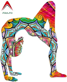 Aliauto Osobnosti Odtlačkový Had Jogy Mandala Rainbow Siluetu Farba Auto Samolepky Pre Športové Auto Notebook Vinyl,23 cm*13 cm