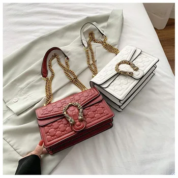 Aligátor kožená taška cez rameno dámy 2020 luxusné značky taška plastický malé námestie taška dizajnér značky reťazca kabelky a peňaženky