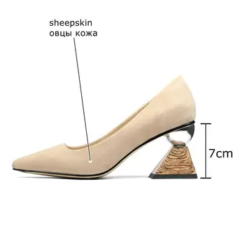 ALLBITEFO špeciálne pätu pravej kože sexy vysoké podpätky strany žien topánky ženy vysokom podpätku topánky office dámy topánky ženy podpätky