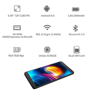 Alldocube iPlay 7T 4G Telefón Hovor Tablet 7 palcový IPS Displej 2GB RAM, 16GB ROM Android 9.0 Duálne Kamery, GPS, Wifi,