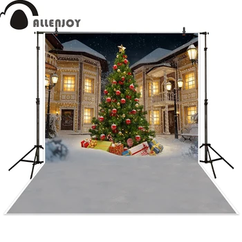 Allenjoy foto pozadia Vianočný stromček dom darček photo studio rekvizity photobooth photocall fantasy pozadí fotografie