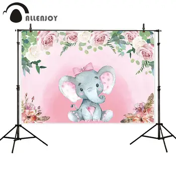 Allenjoy slon baby sprcha narodeninovej party pozadie photocall kvetinové dekorácie chlapec dievča fotografie pozadie prispôsobiť