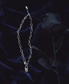 Amaiyllis 18K Zlata Zámok Pin Charms Clavicle Reťazca Náhrdelník Prívesky BF Vietor Chain Lock Prívesky, Náhrdelníky Pre Ženské Šperky