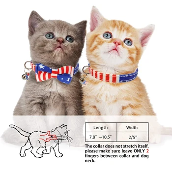 Americká Vlajka Pes, Mačka Golier s Bowtie Kúzlo Deň Nezávislosti Roztomilý Star&Strip Vytlačené Šteňa Mačka Odlúčených Farby, 4. júla