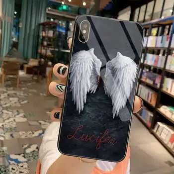 Americký TELEVÍZNY Vysilené anjel Lucifer Čierny Kryt Telefónu Tvrdeného Skla Pre iPhone 11 Pro XR XS MAX 8 X 7 6 6 Plus SE 2020 prípade