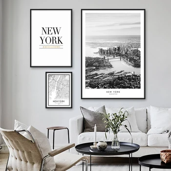 Americký Štýl Vintage Poster Plátno Tlačiť New Yorku Mapy Obrazy Na Steny V Obývacej Izbe Obrázok Dekoratívne Nordic Domova