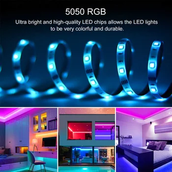 AMill RGB LED Pásy Svetla 5050 Flexibilné LED Svetelné Pásy DC 5V 2M 5M 10 M 20 M Diaľkové Ovládanie Pre Obývacia Izba, Spálňa, Kuchyňa Decor