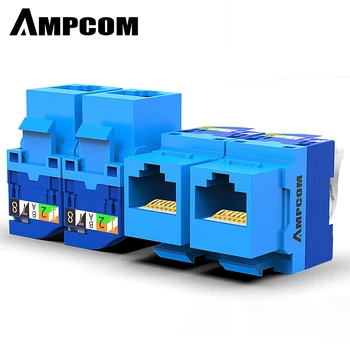 AMPCOM 10-Pack CAT6 RJ45 Nástroj-Menej Keystone Jack, Č Úder Nadol Nástroj Vyžaduje UTP Modul Konektor Modrá