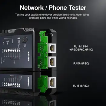 AMPCOM Sieťový Kábel Tester rj45 RJ11 Sieť LAN Ethernet RJ45 Kábel Tester nástroj LAN Siete Nástroj na Opravu siete