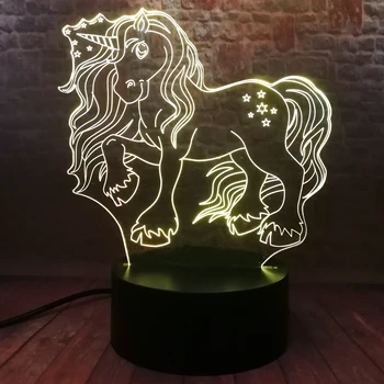 Amroe Víla Unicorn Smart Náladu Akryl 7 Farieb Zmeniť Nočné Svetlo Narodeniny Nočné Osvetlenie Domov Dekoratívne Tabuľka Spánku Lampa