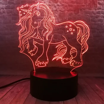 Amroe Víla Unicorn Smart Náladu Akryl 7 Farieb Zmeniť Nočné Svetlo Narodeniny Nočné Osvetlenie Domov Dekoratívne Tabuľka Spánku Lampa
