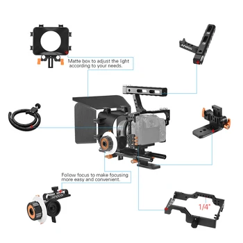 Andoer C500 Videokamera Video Klietky Plošinu Auta Matný Box+Zameriavajú+Rukoväť pre GH4 Sony A7S/A7/A7R ILDC Fotoaparát