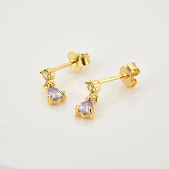 ANDYWEN 925 Sterling Silver Gold Fialové Modré Módne Luxusné Ženy Krištáľové Šperky, Piercing Zirkón Farebné Drobné Šperky 2020 Rock