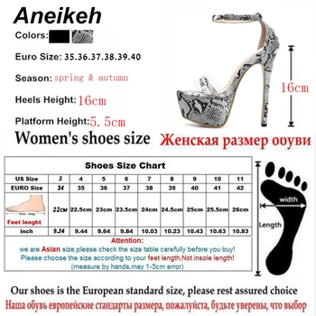 Aneikeh Ženy Sandále, Topánky Sexy Hada Tlače Stiletto Super Vysoké Podpätky Lete Platformu členok popruh Sandále zapatos de mujer