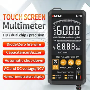 ANENG 618 Digitálny Multimeter DC AC Voltmeter Ammeter Analógový Merač kondenzátor Ohm Hz Tester Auto Rozsah Dotykový Displej Stroj