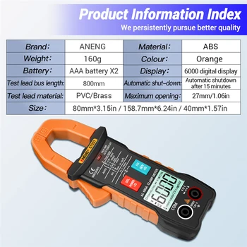 ANENG ST207 Digitálne Bluetooth Multimeter Svorka Meter 6000 Počítať True RMS DC/AC Napätie Tester STRIEDAVÝ Prúd Hz Kapacita Ohm