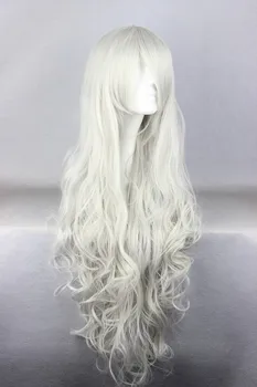 Angel Sanctuary-Rosiel Vlnité Striebristo Bielej Anime Cosplay Kostým Vlasy Cosplay pokrývku hlavy Príslušenstvo 90 cm