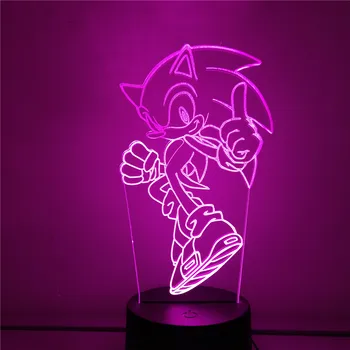 Anime Akčné Figúrky Sonic 3D Nočné Osvetlenie LED Visual Table na Čítanie Farby Sonic the Hedgehog Tvorivé Vianočný Darček Figma