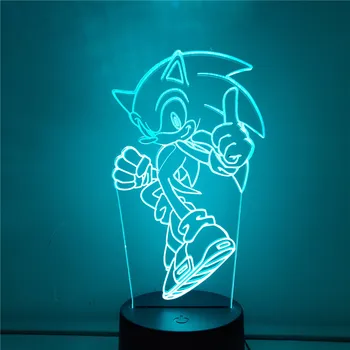 Anime Akčné Figúrky Sonic 3D Nočné Osvetlenie LED Visual Table na Čítanie Farby Sonic the Hedgehog Tvorivé Vianočný Darček Figma