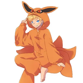 Anime Cosplay Naruto kyuubi Pyžamo Roztomilý Jeseň Zima Muži Ženy Flanelové Pár Domov Sleepwear Pyžamá C168M64