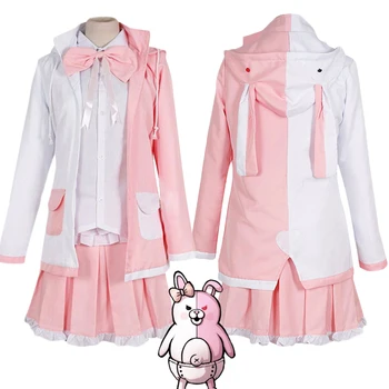 Anime Dangan Ronpa Monomi Cosplay Kostým Ženy, Dievčatá Halloween Karneval Party Pink White Rabbit Kabát Celý Set a Parochňu C120K217
