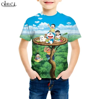 Anime Doraemon T Shirt 3D Tlač Chlapec Dievča Krátky Rukáv T Košele Klasické Japonské Kreslené Detské Tepláková súprava Bežné Topy M018