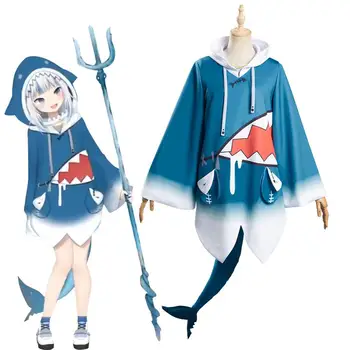 Anime Hololive Gawr Gura Cosplay Kostým ENG Shark Kostým pre Ženy Halloween Party Youtuber Cosplay Celý Set Chvost