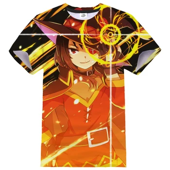 Anime Konosuba 3D Tlač T-Shirt Muži Ženy Módne O-Krku Streetwear Kawaii Dievča Hip Hop Tričko Šport Ležérne Košele Tričká Topy Muž