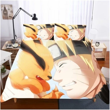 Anime Naruto 3d Perinu Set s obliečka na Vankúš Populárne Uzumaki Naruto Uchiha Sasuke Haruno Sakura Znak Vytlačené posteľná bielizeň Nastaviť