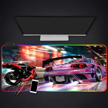 Anime Need For Speed Herné RGB Veľká Podložka pod Myš Veľké Mouse Mat Počítač Mousepad Led Podsvietenie Mause Pad