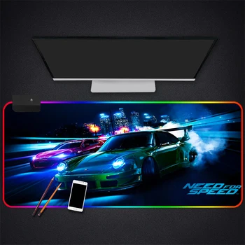 Anime Need For Speed Herné RGB Veľká Podložka pod Myš Veľké Mouse Mat Počítač Mousepad Led Podsvietenie Mause Pad