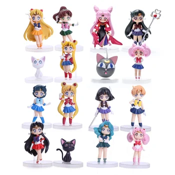 Anime Sailor Moon Tsukino Usagi Sailor Mars, Jupiter, Merkúr Venuša, Saturn PVC Údaje Hračky 6~8 cm