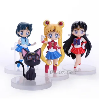 Anime Sailor Moon Tsukino Usagi Sailor Mars, Jupiter, Merkúr Venuša, Saturn PVC Údaje Hračky 6~8 cm