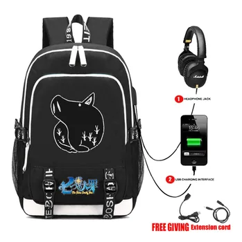 Anime Sedem Smrteľných Hriechov batoh nanatsu no taizai USB Nabíjanie Slúchadiel, Študentský Batoh Teenagerov cestovná taška na prenosný počítač