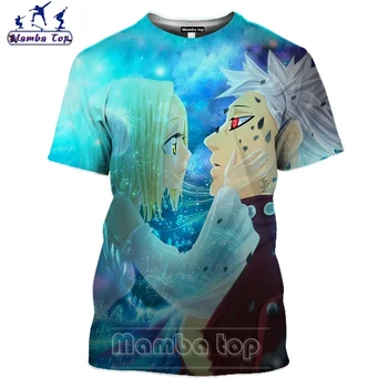 Anime T Shirt 3D Tlač Sedem Smrteľných Hriechov Tričko Fashion Muži Ženy Meliodas Tees Topy Zábava pánske T-shirts Hip Hop Pulóver E-1
