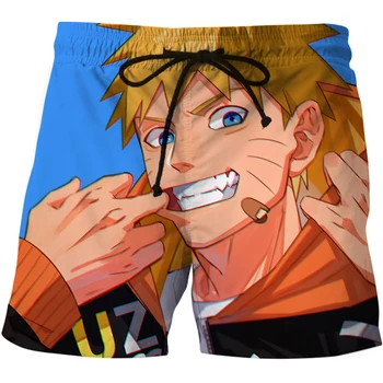 Anime Vzor Beach Šortky Mužov Naruto 3D Tlač Streetwear Módy Plavky Krátke Šachty Šport Bežné Palube Šortky, Nohavice Dna