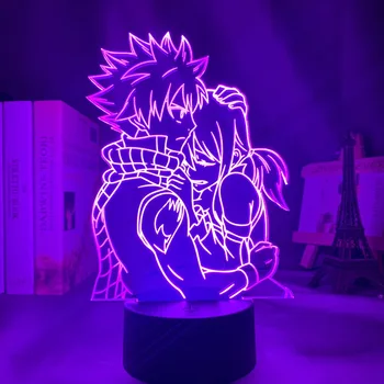 Anime Víla Chvost Natsu Dragneel a Erza Scarlet Objať Nočné Svetlo Led Dotykový Snímač Nočného pre Dieťa Izba Dekor Tabuľka 3D Lampa
