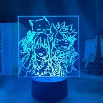 Anime Víla Chvost Natsu Dragneel a Erza Scarlet Objať Nočné Svetlo Led Dotykový Snímač Nočného pre Dieťa Izba Dekor Tabuľka 3D Lampa