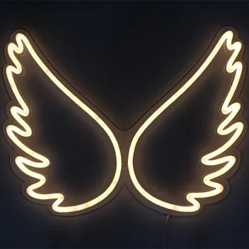 Anjel Krídla LED Neónový nápis Svetlo Neón Bar Pozadí Steny Svadobné, Vianočné Dekorácie Víla Princezná Izba Dekor Neon Žltá