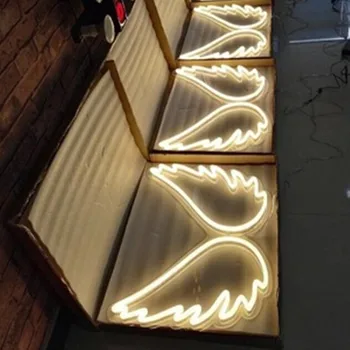 Anjel Krídla LED Neónový nápis Svetlo Neón Bar Pozadí Steny Svadobné, Vianočné Dekorácie Víla Princezná Izba Dekor Neon Žltá