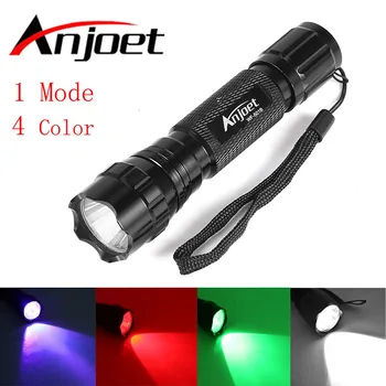 ANJOET 501B XML-T6 LED Multi-farebné Lov LED Baterka Horák, Biela/Zelená/Modrá/Červená Svetlo Lanterna 1-Mode Flash Light 18650