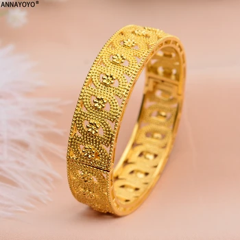 Annayoyo 1Pcs Etiópskej Zlatý Náramok Prívesky pre Ženy/Mužov Zlatá Farba Dubaj Bangles Afrike Strane Reťazca Šperky Etiópskej/Arabské