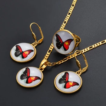 Anniyo Kolo Seahorse Motýľ Vták Prívesok, Náhrdelníky, Náušnice, Prsteň Papua-Nová Guinea Šperky sady pre Ženy, Dievčatá #018516