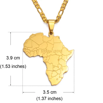 Anniyo SIERRA LEONE S Afrika Mapa Prívesok Náhrdelníky Zlatá Farba Šperky Ženy Muži Afriky Mapy Strany Darčeky #043921