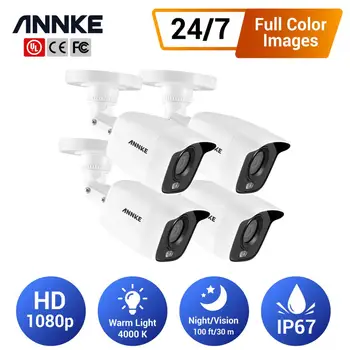 ANNKE 4pcs 1080p Bezpečnostné Kamery s 24/7 Plné Farby pre Nočné Videnie pre DVR CCTV Kamerové Systémy Outdoor Indoor Kamera Auta