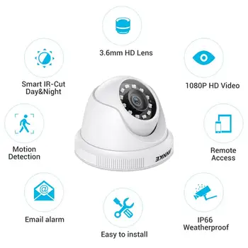 ANNKE 4PCS 1080P Kamery 2MPX IP66 Nepremokavé Vnútorné Vonkajšie CCTV Kamera Auta 30 m Nočné Videnie s Inteligentný IR Dome Cam