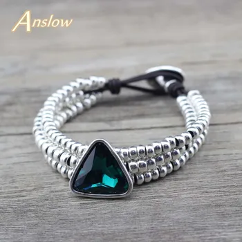 Anslow 2020 Originálny Dizajn a Módne Šperky, Módne Korálky DIY Kožené Náramky Trojuholníkové Crystal Pár Priateľ Dary LOW0783LB