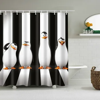 Antarktída penguin kúpeľni sprchový záves čiernej a bielej drop shipping nepremokavé sprchový záves krúžky