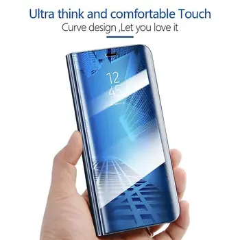 Anti-jeseň Flip Smart Mirror Bočné Okno Telefón puzdro Pre Samsung Galaxy A51 A71 Transparentné Shockproof Ochranný Zadný Kryt Coque